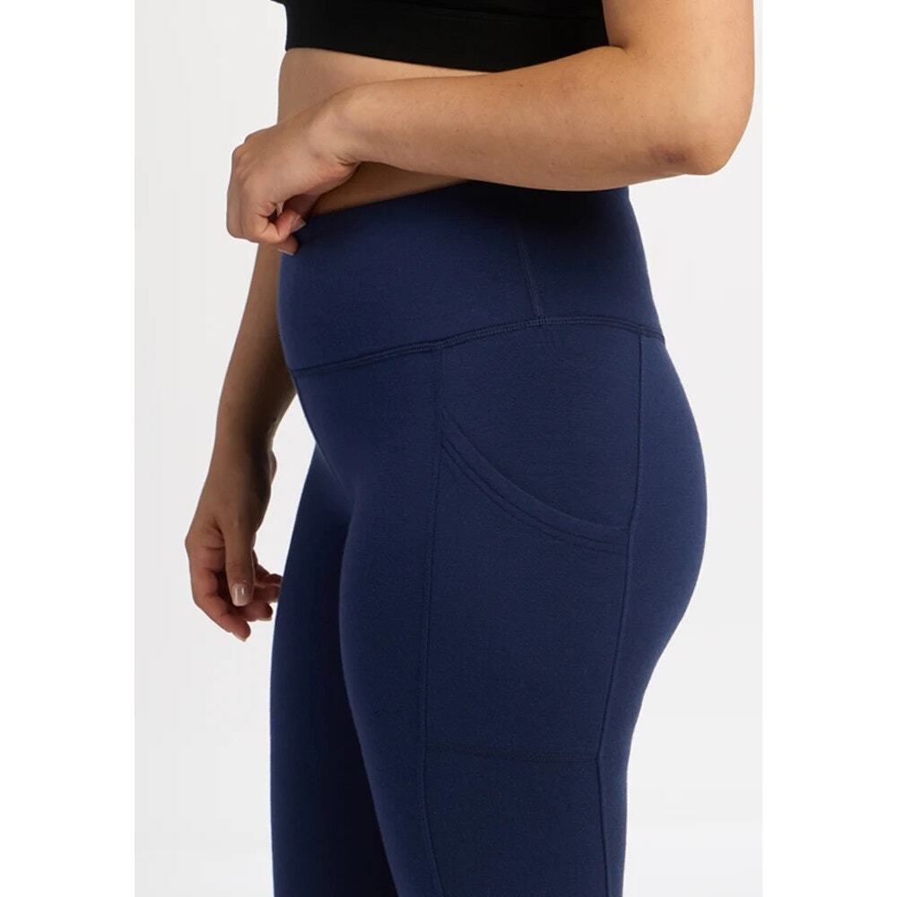 WOOLX Piper Navy Blue Wool Blend Pocket Leggings Base Layer Pants Women's Sz M - Picture 3 of 7